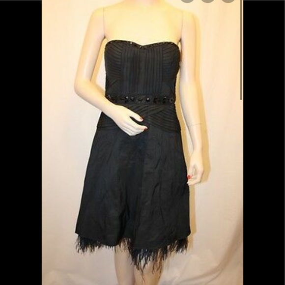 BCBGMaxAzria Black beaded  Dress Feathers - Picture 1 of 7